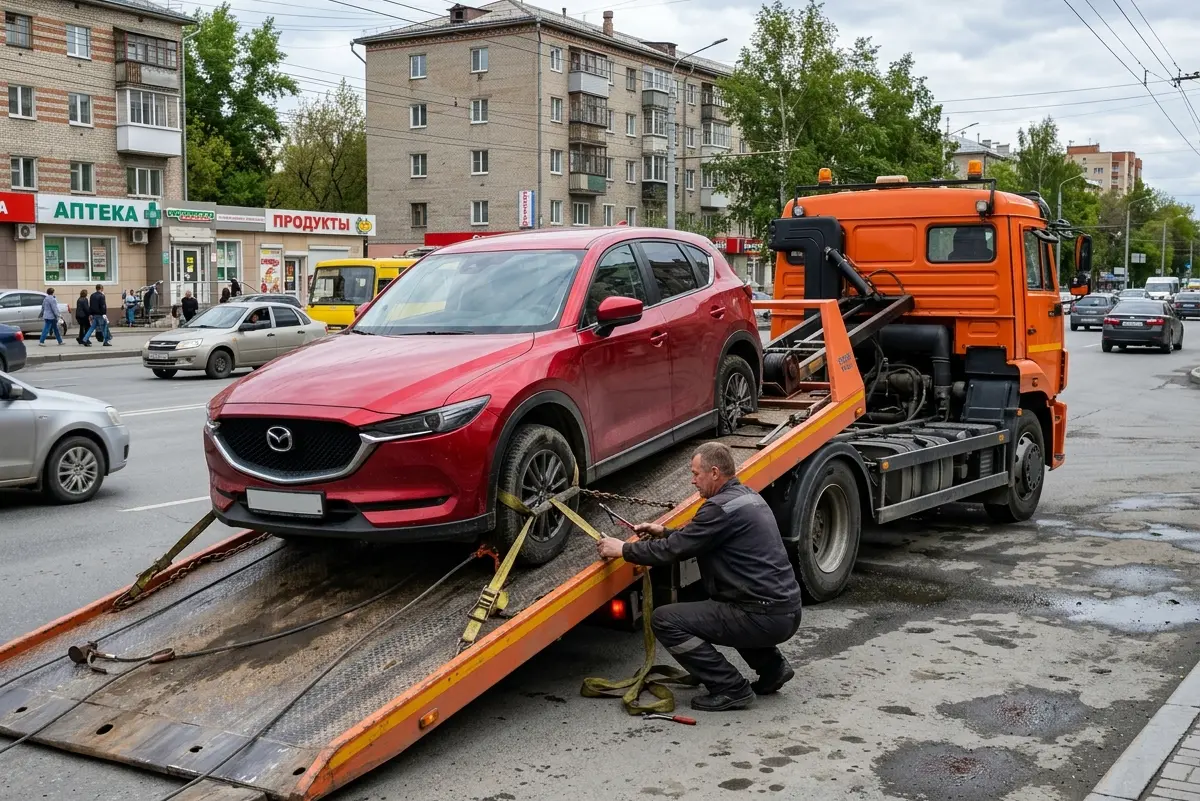 Mazda CX-5 со сломанной подвеской