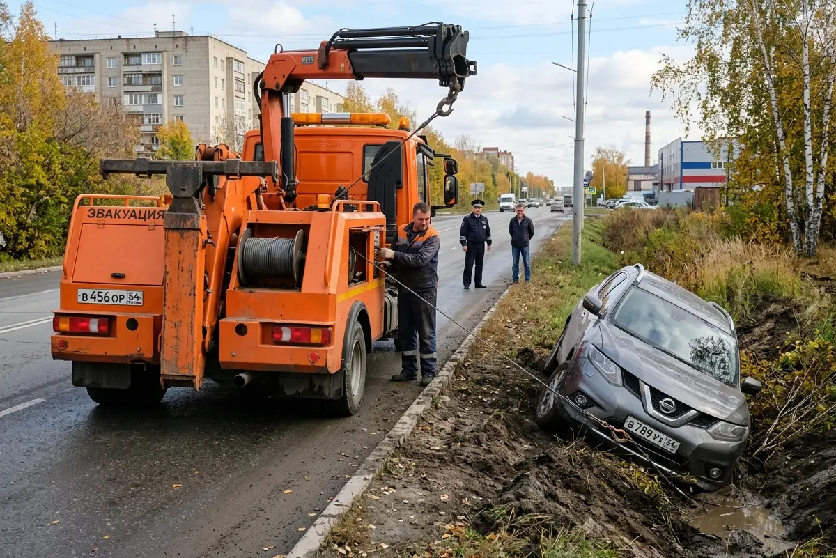Nissan X-Trail из кювета